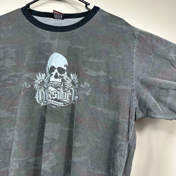 Quiksilver Men’s Vintage Camo Skull Graphic Short Sleeve T Shirt Size Large - Picture 3 of 8